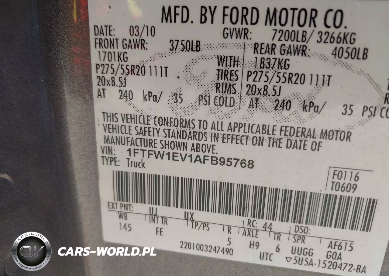 2010 Ford F-150 Fx4-Harley-Davidson-King Ranch-Lariat-Platinum-Xl-Xlt VIN:1FTFW1EV1AFB95768 - 9