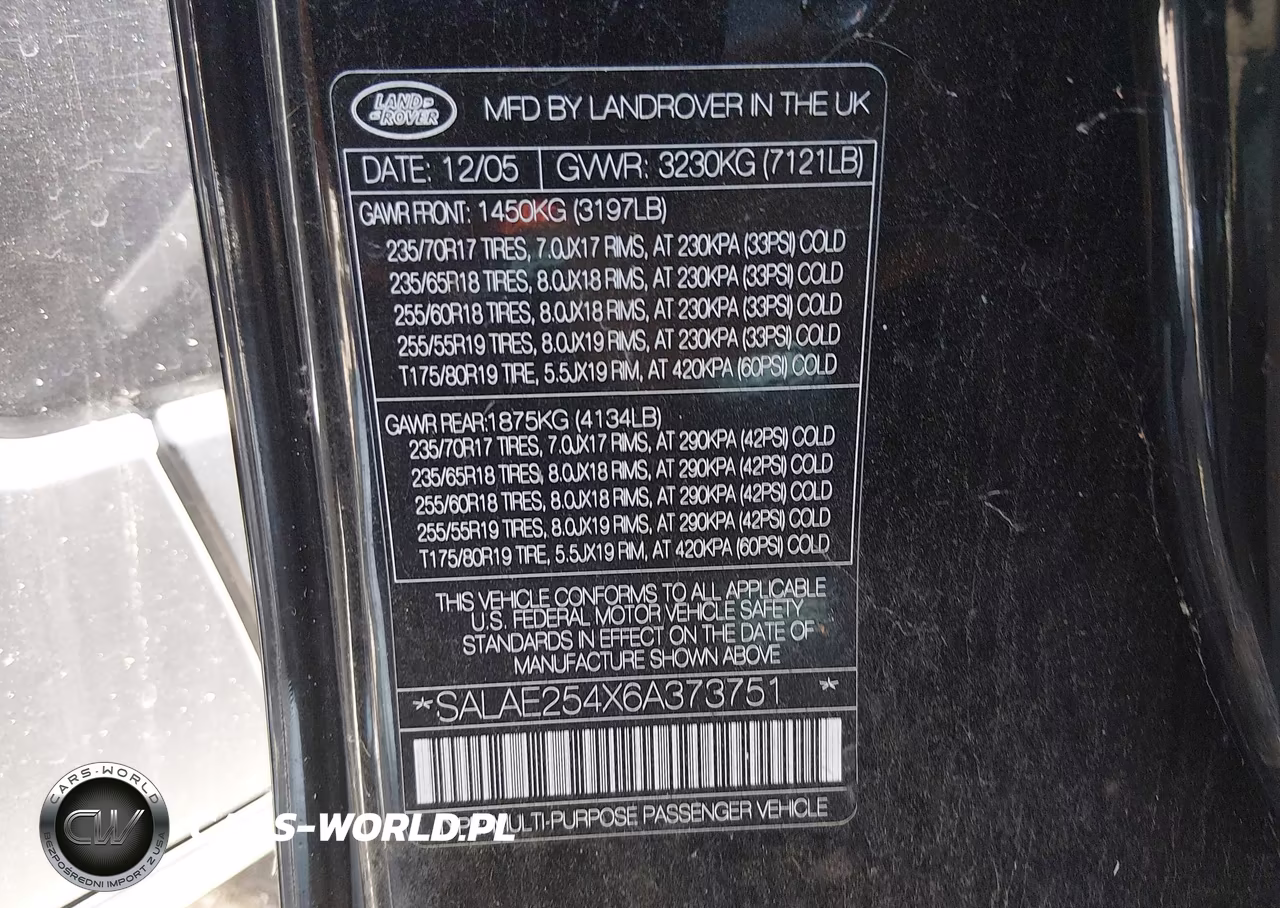2006 Land Rover Lr3 V8 Se VIN:SALAE254X6A373751 - 9