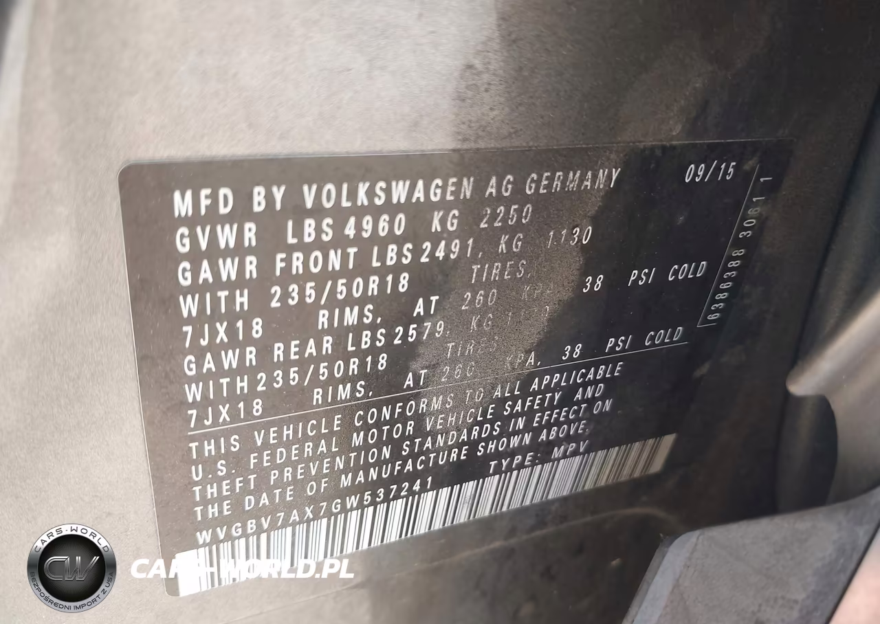 2016 Volkswagen Tiguan Se VIN:WVGBV7AX7GW537241 - 9