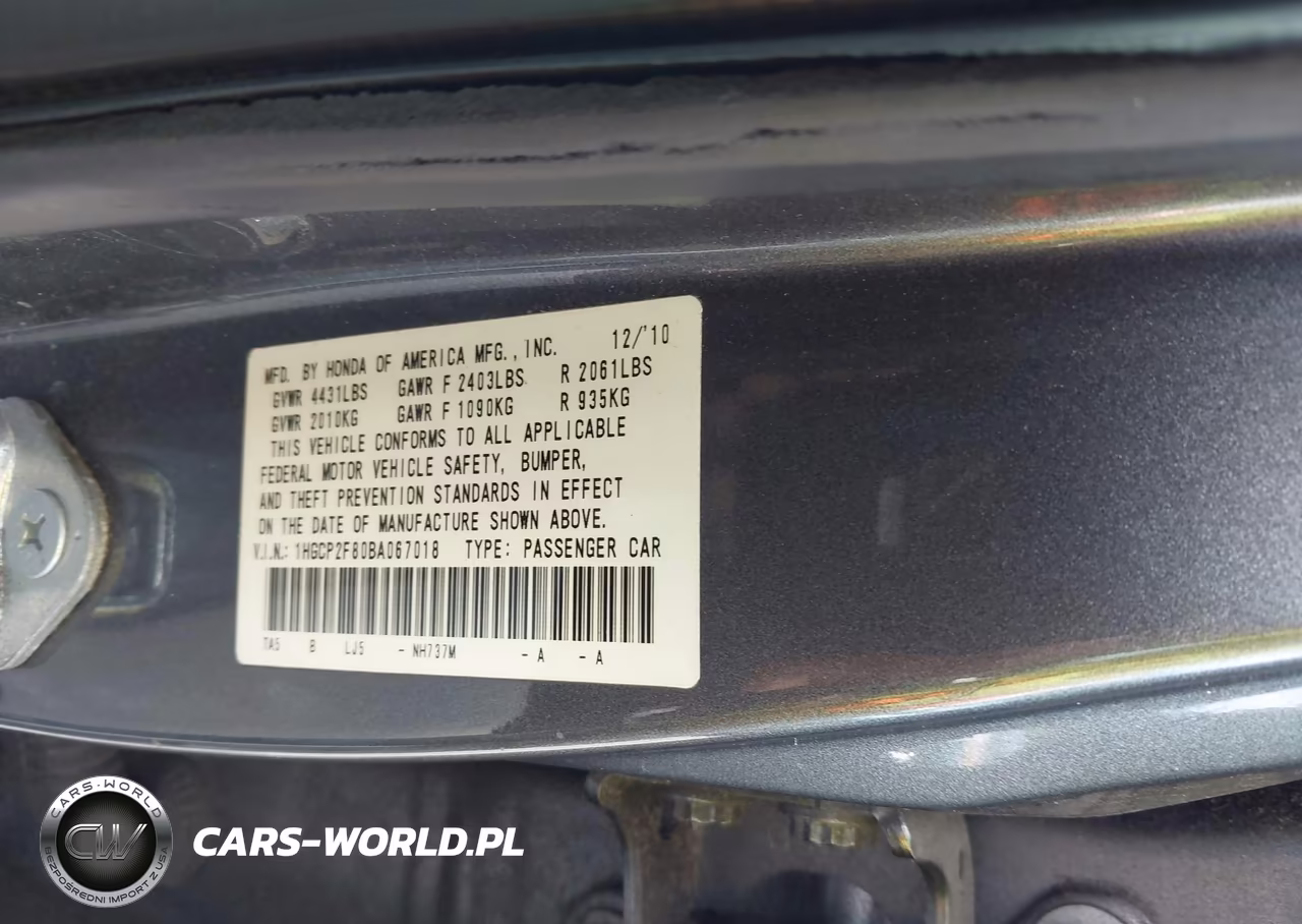 2011 Honda Accord 2.4 Ex-L VIN:1HGCP2F80BA067018 - 9