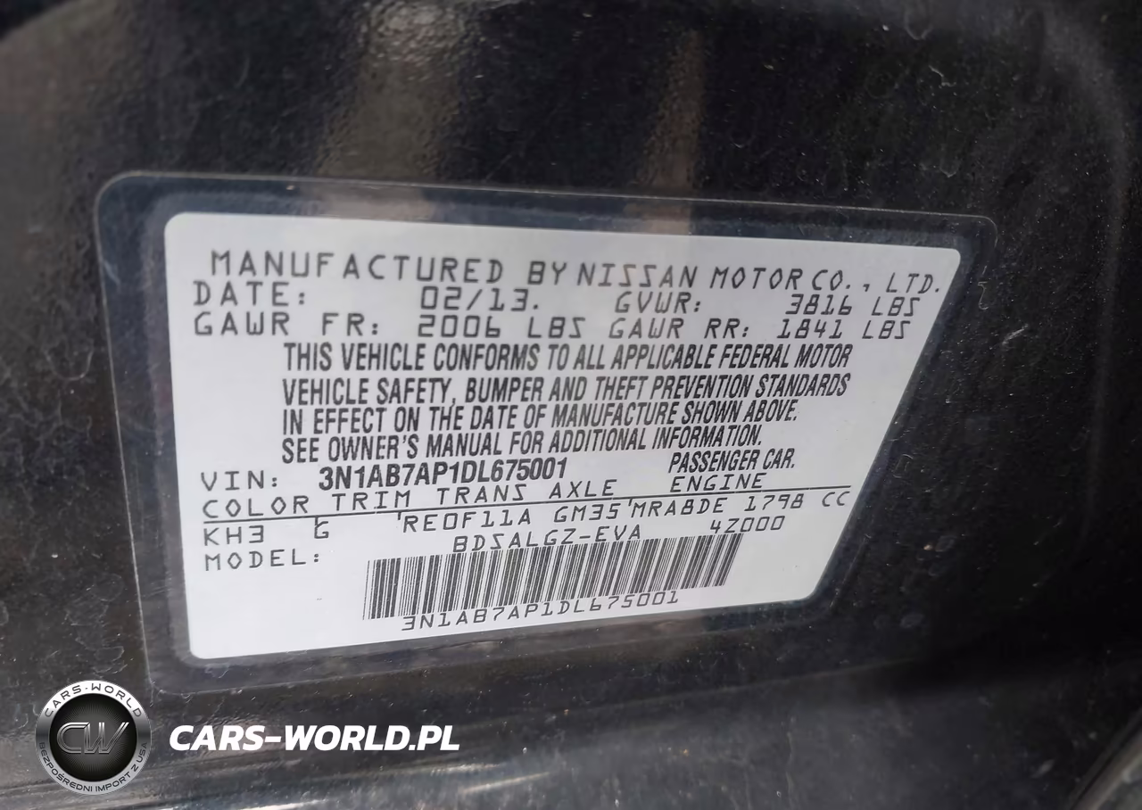 2013 Nissan Sentra Sl VIN:3N1AB7AP1DL675001 - 9