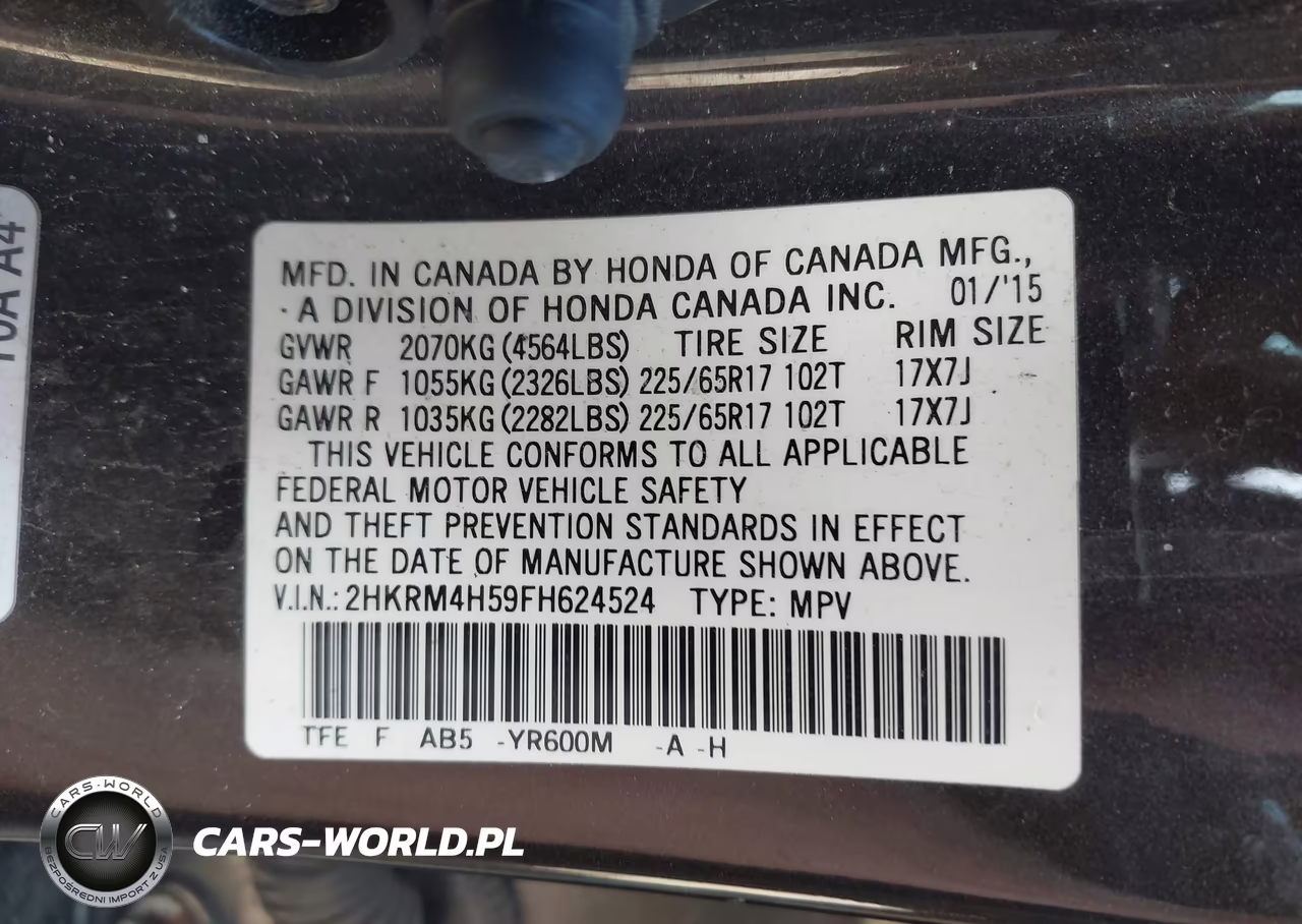 2015 Honda Cr-V Ex VIN:2HKRM4H59FH624524 - 9