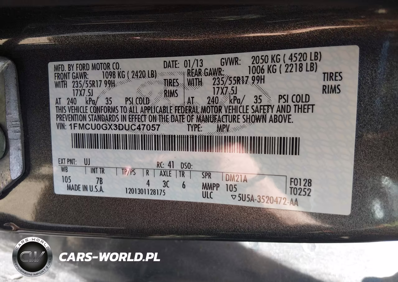 2013 Ford Escape Se VIN:1FMCU0GX3DUC47057 - 9