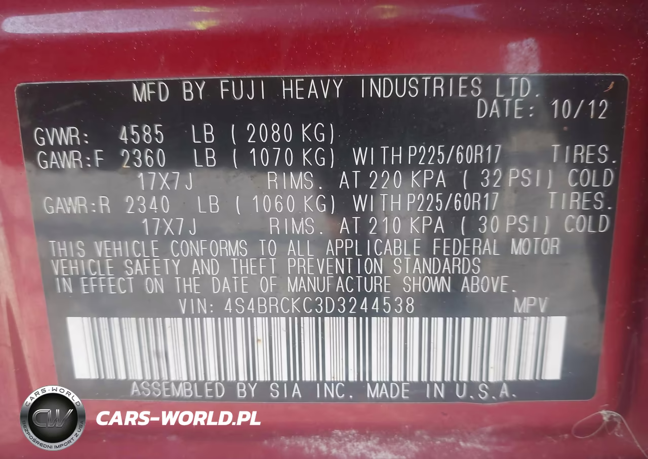 2013 Subaru Outback 2.5I Limited VIN:4S4BRCKC3D3244538 - 9