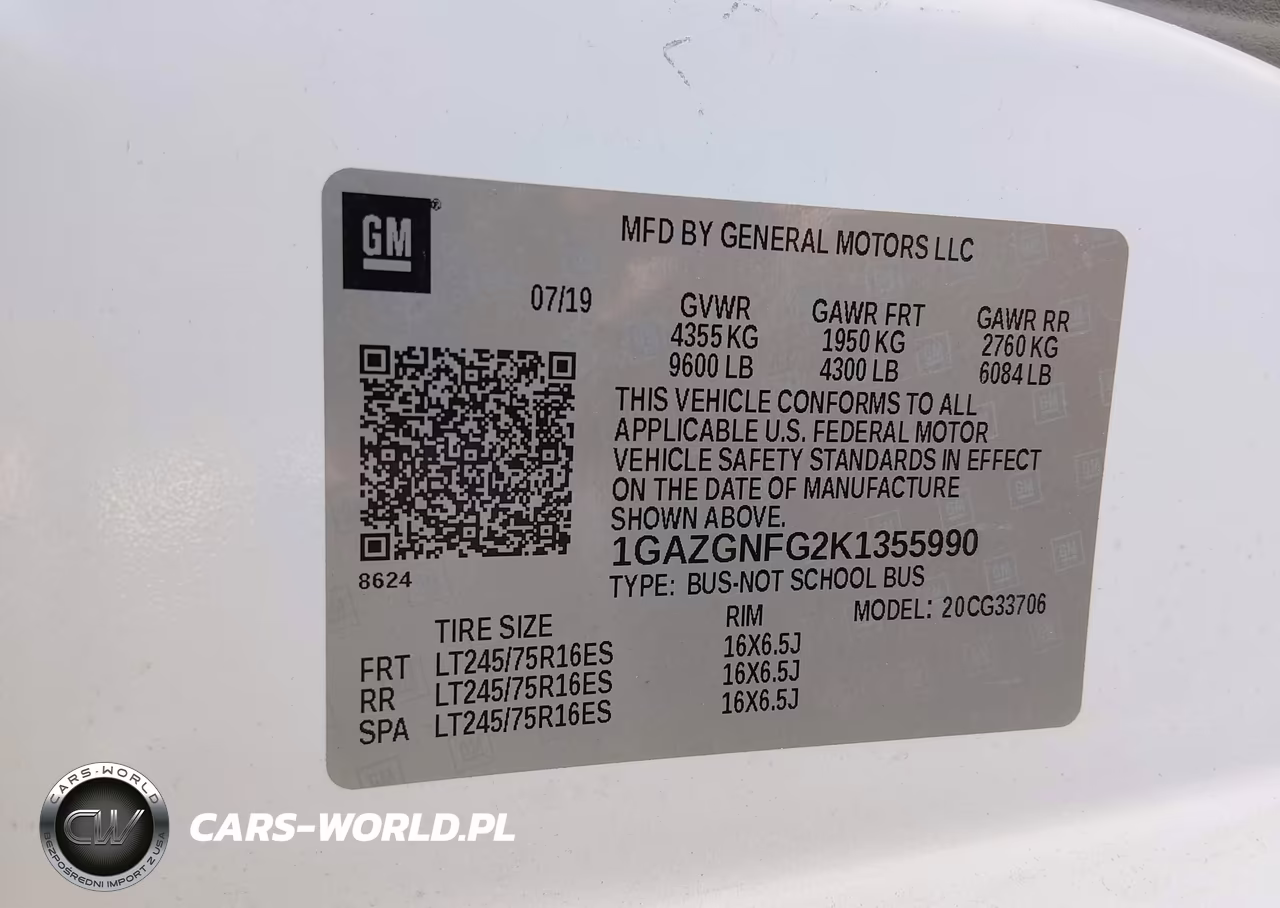 2019 Chevrolet Express 3500 Ls VIN:1GAZGNFG2K1355990 - 9
