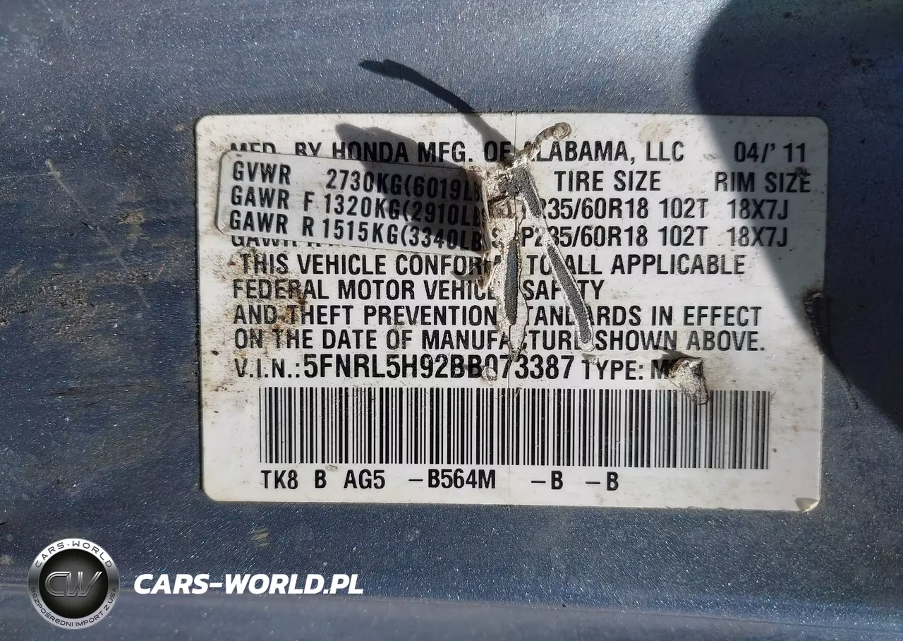 2011 Honda Odyssey Touring-Touring Elite VIN:5FNRL5H92BB073387 - 9
