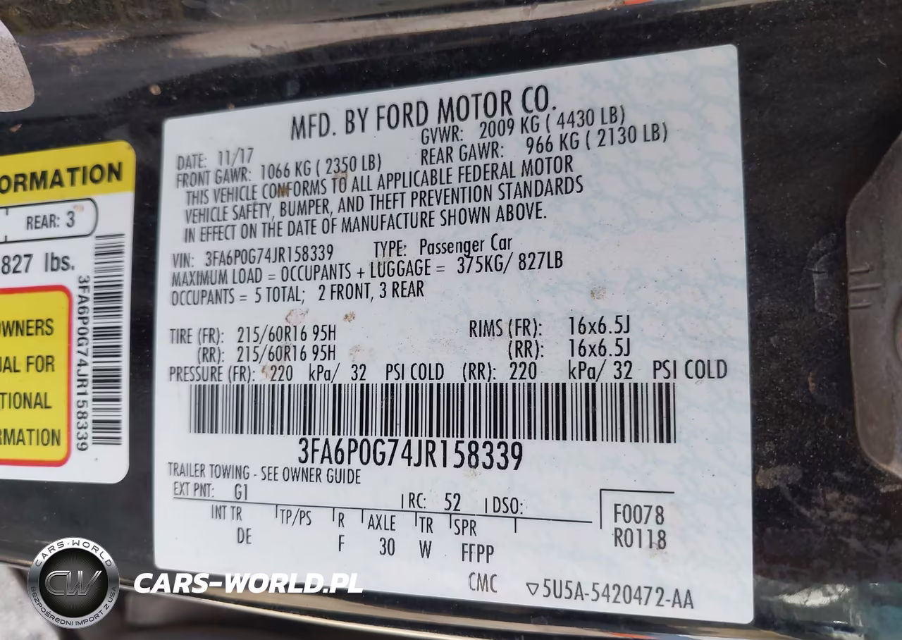2018 Ford Fusion S VIN:3FA6P0G74JR158339 - 9