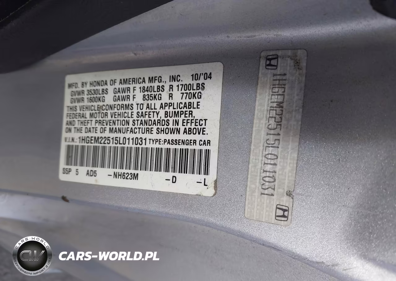 2005 Honda Civic Lx VIN:1HGEM22515L011031 - 9