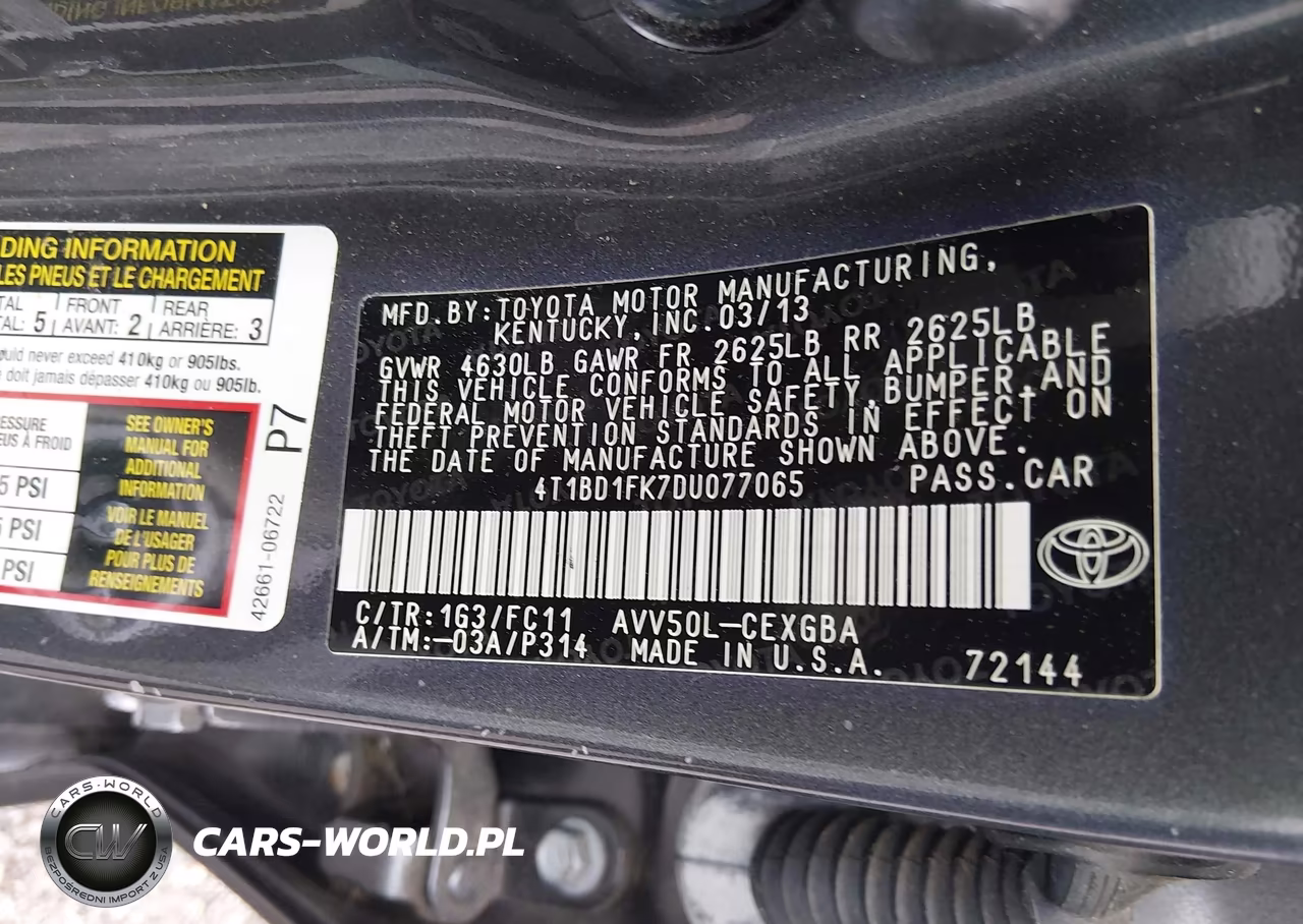 2013 Toyota Camry Hybrid Xle VIN:4T1BD1FK7DU077065 - 9