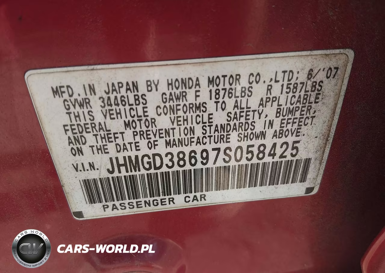 2007 Honda Fit Sport VIN:JHMGD38697S058425 - 9