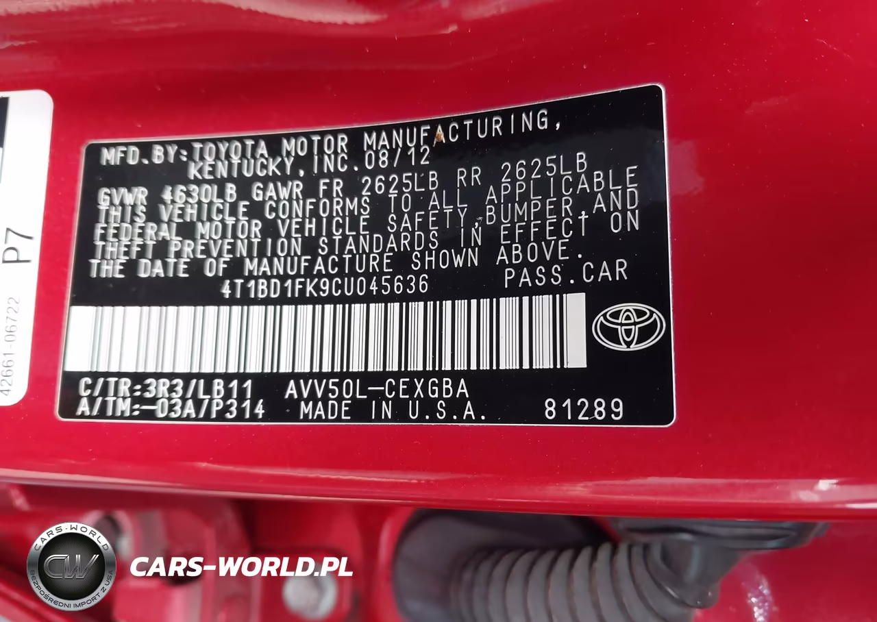 2012 Toyota Camry Hybrid Xle VIN:4T1BD1FK9CU045636 - 9