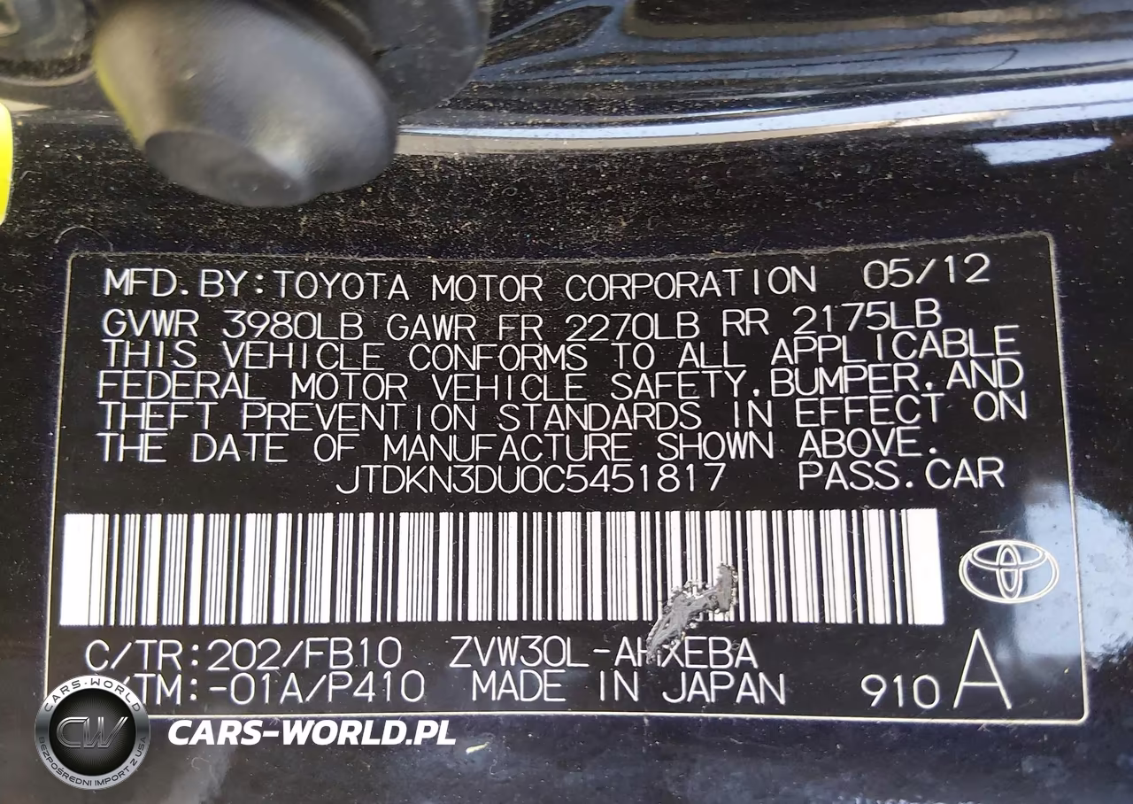 2012 Toyota Prius Two VIN:JTDKN3DU0C5451817 - 9