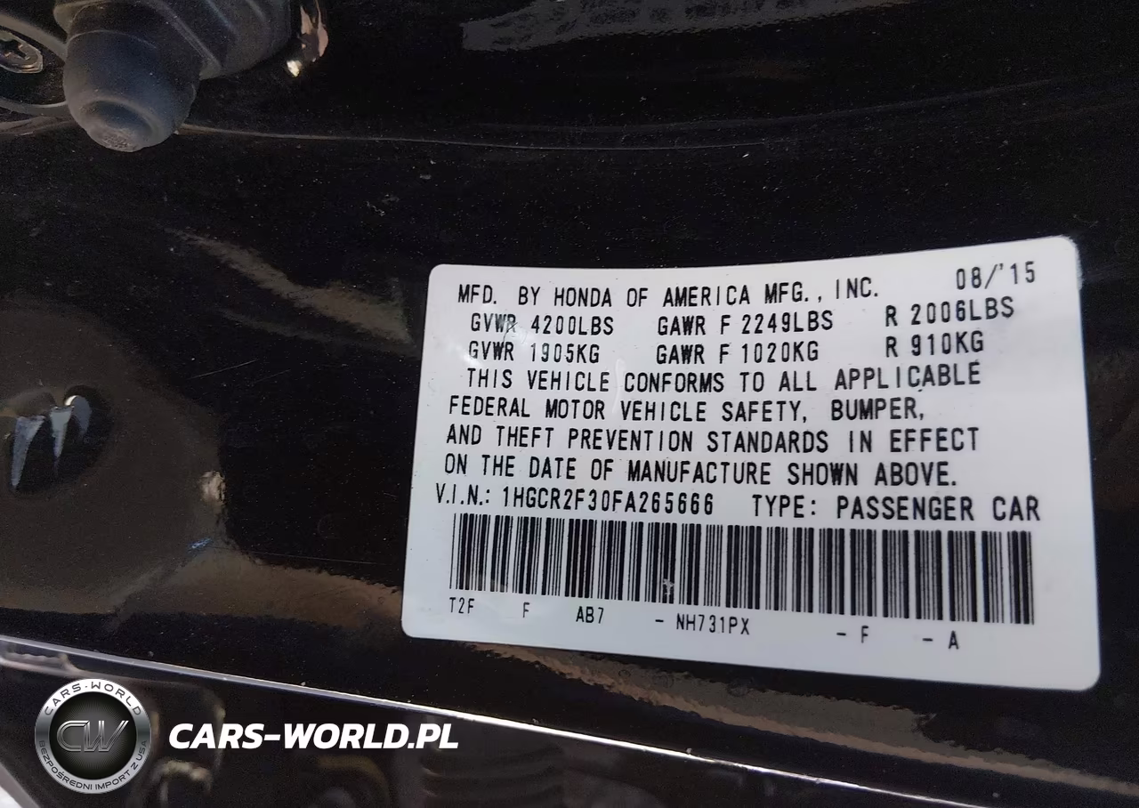 2015 Honda Accord Lx VIN:1HGCR2F30FA265666 - 9