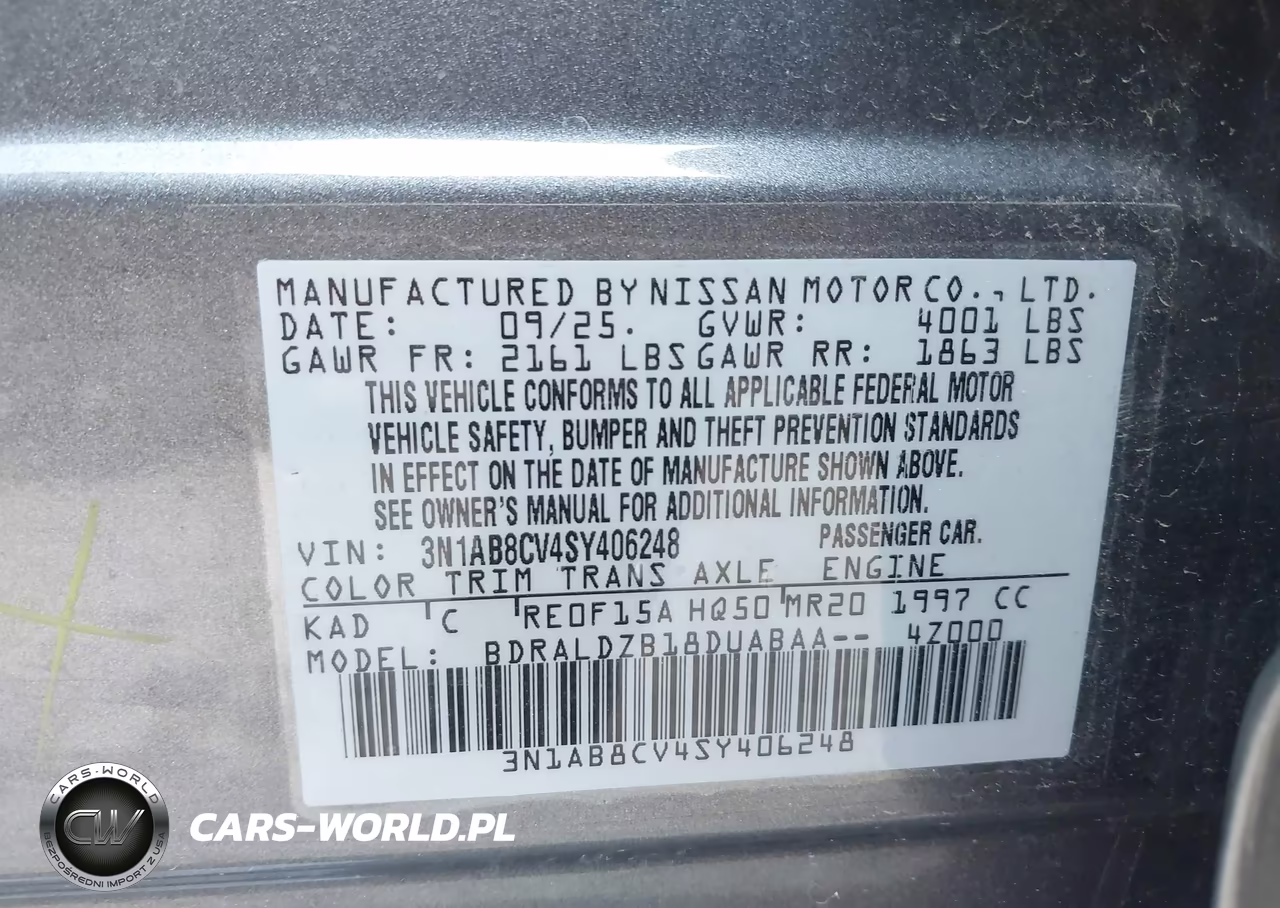 2025 Nissan Sentra Sv VIN:3N1AB8CV4SY406248 - 9