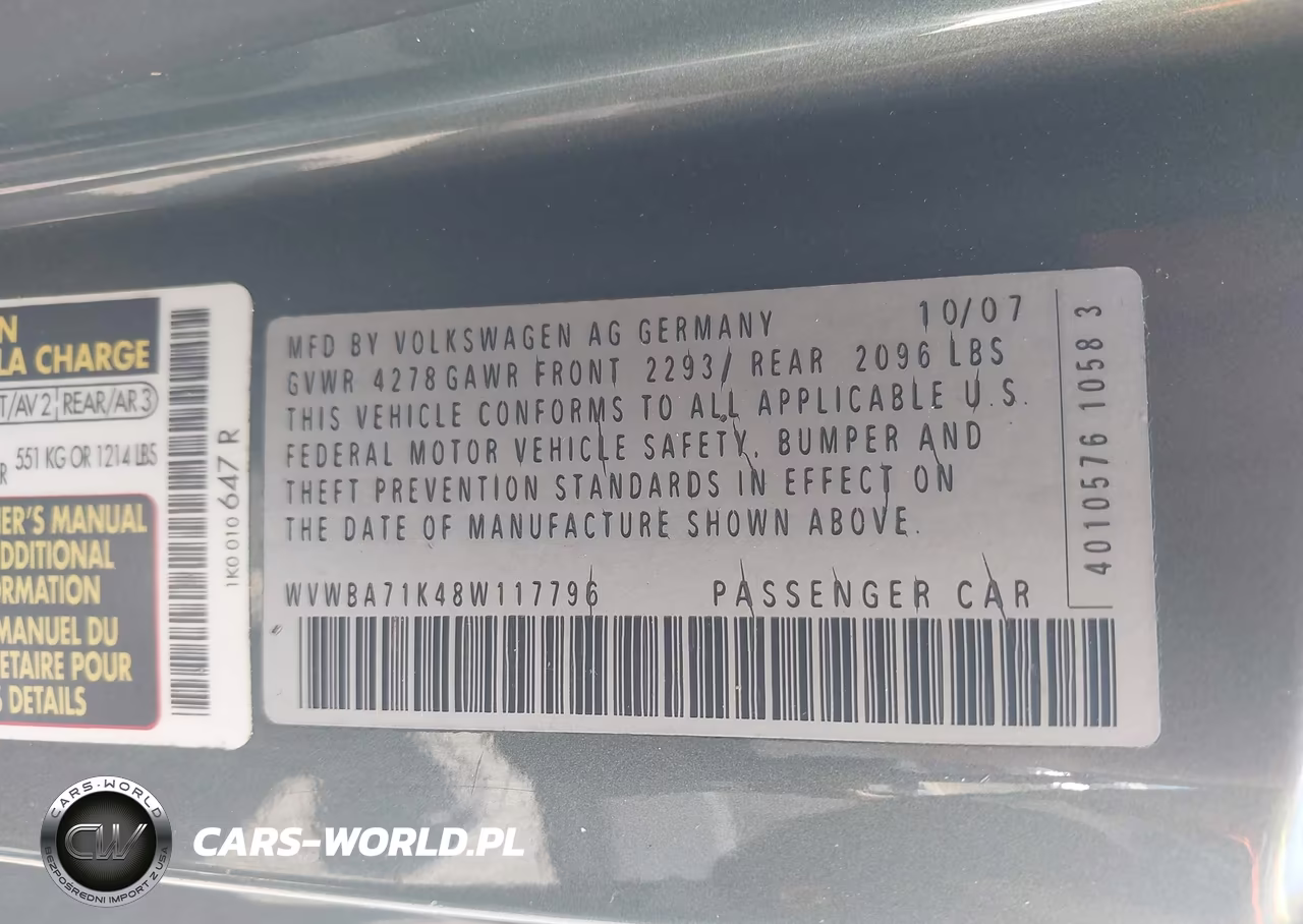 2008 Volkswagen Rabbit S VIN:WVWBA71K48W117796 - 9