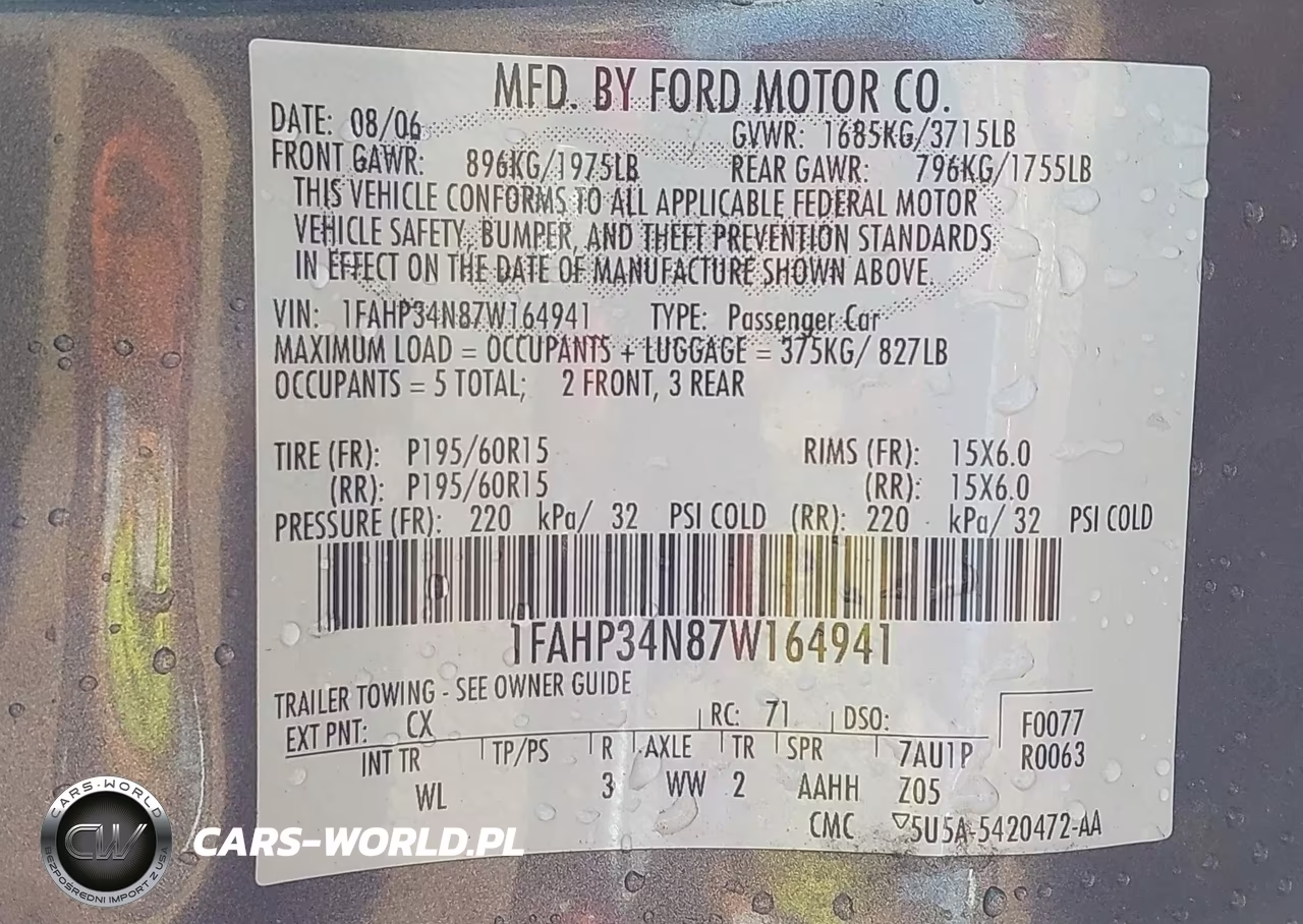 2007 Ford Focus S-Se-Ses VIN:1FAHP34N87W164941 - 9
