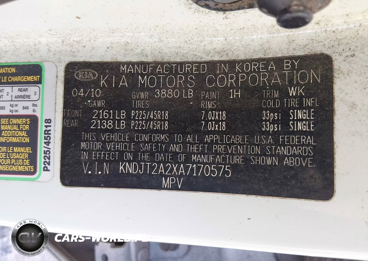 2010 Kia Soul + VIN:KNDJT2A2XA7170575 - 9