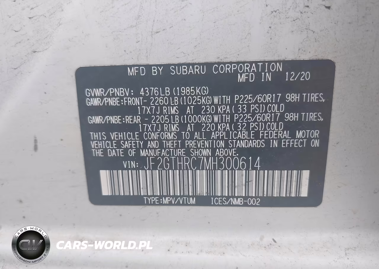 2021 Subaru Crosstrek Sport VIN:JF2GTHRC7MH300614 - 9