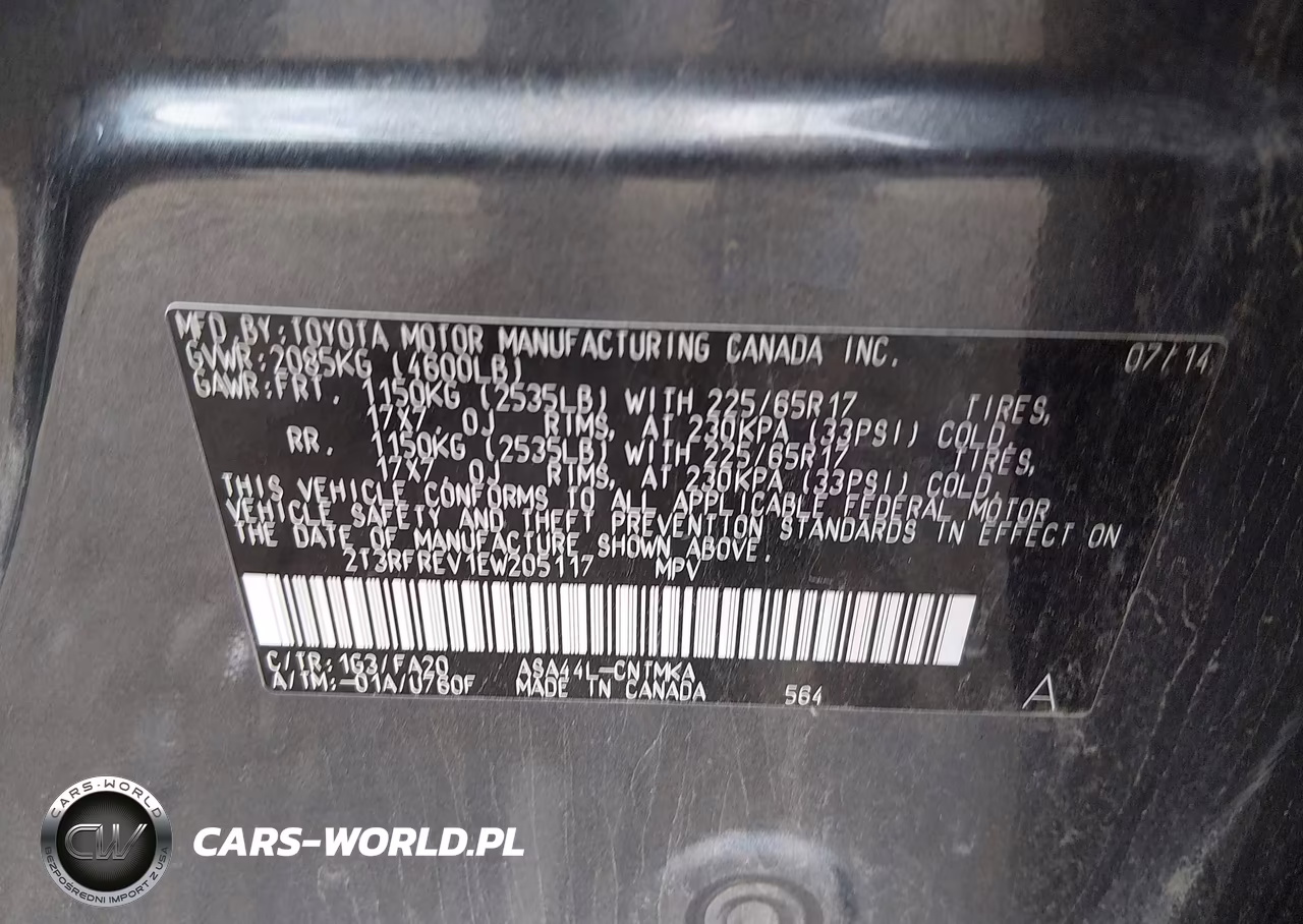 2014 Toyota Rav4 Xle VIN:2T3RFREV1EW205117 - 9