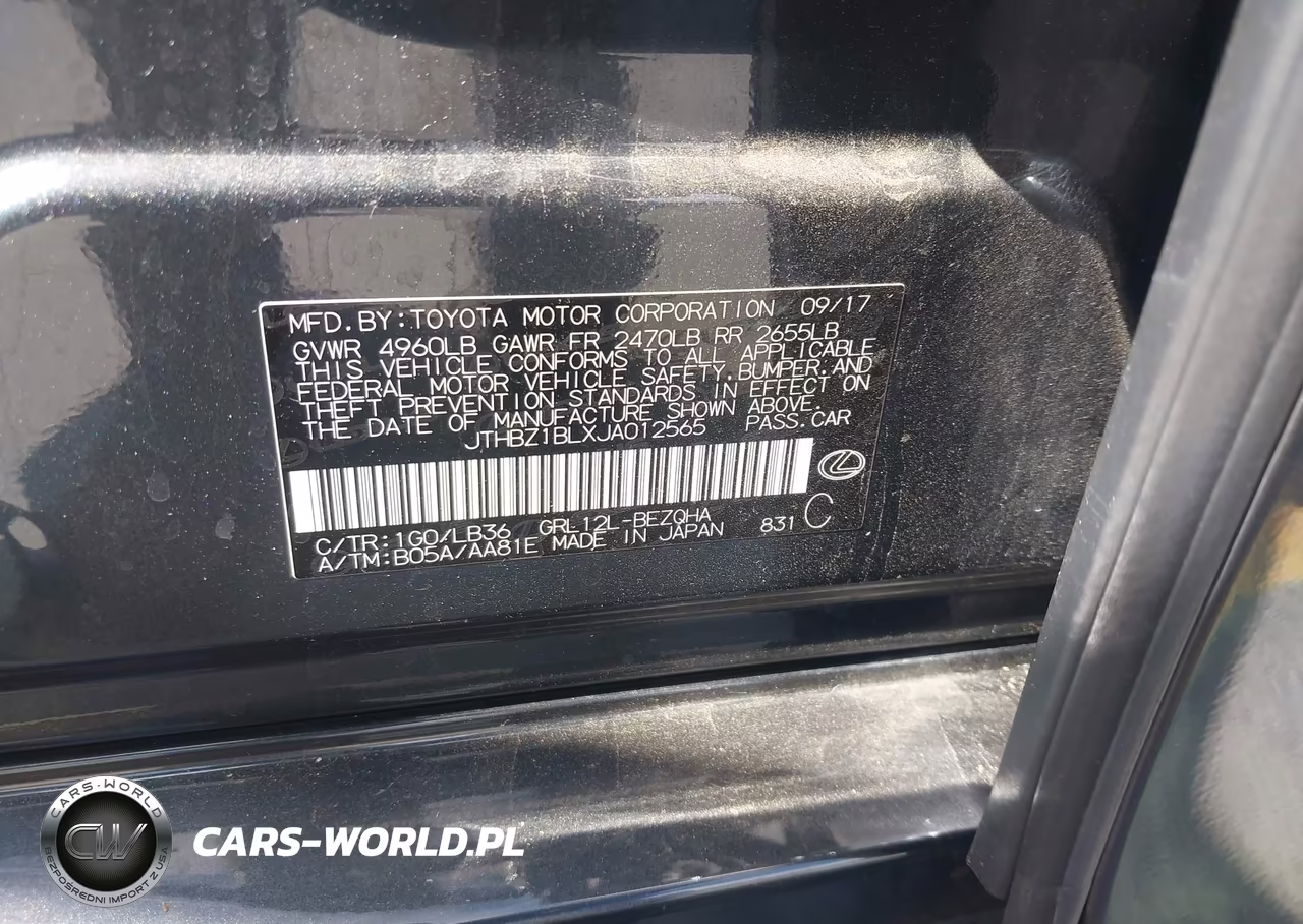 2018 Lexus Gs 350 F Sport VIN:JTHBZ1BLXJA012565 - 9