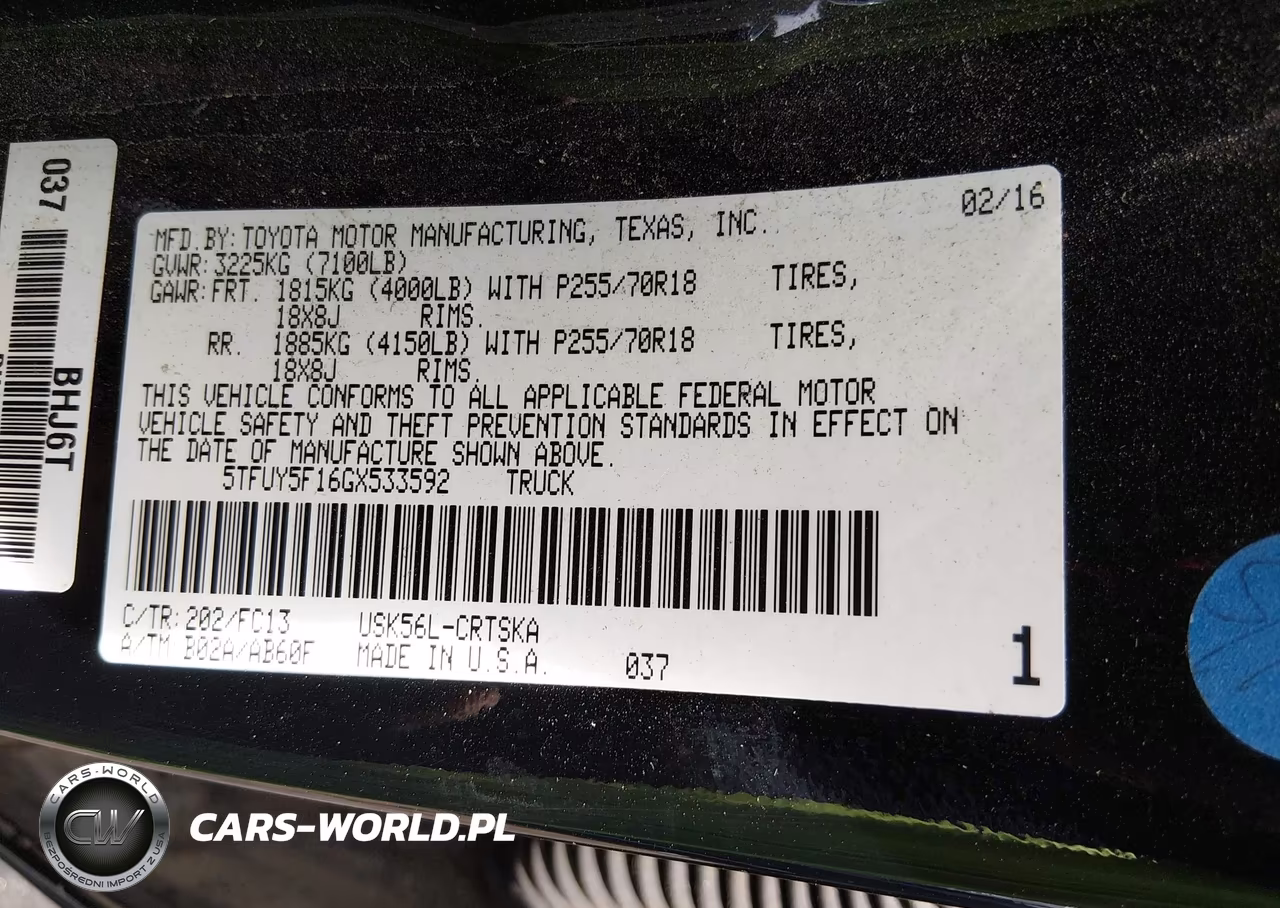 2016 Toyota Tundra Sr5 5.7L V8 VIN:5TFUY5F16GX533592 - 9