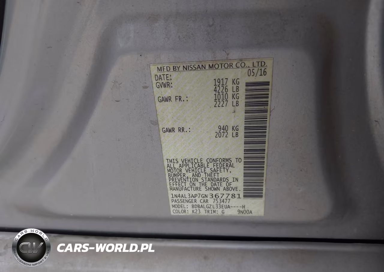 2016 Nissan Altima 2.5 S VIN:1N4AL3AP7GN367781 - 9