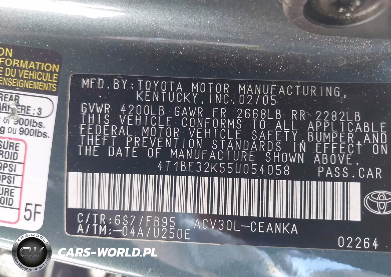 2005 Toyota Camry Le VIN:4T1BE32K55U054058 - 9