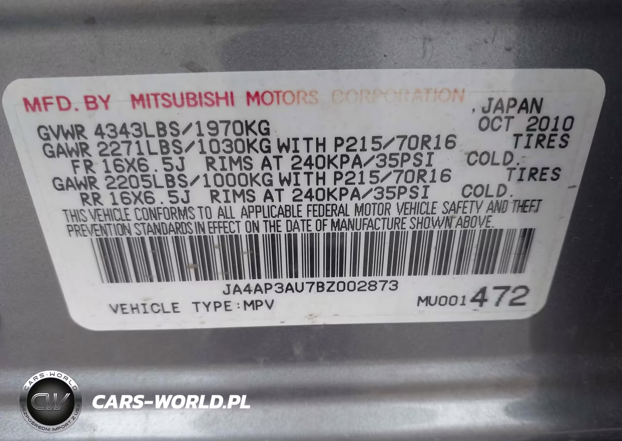 2011 Mitsubishi Outlander Sport Es VIN:JA4AP3AU7BZ002873 - 9