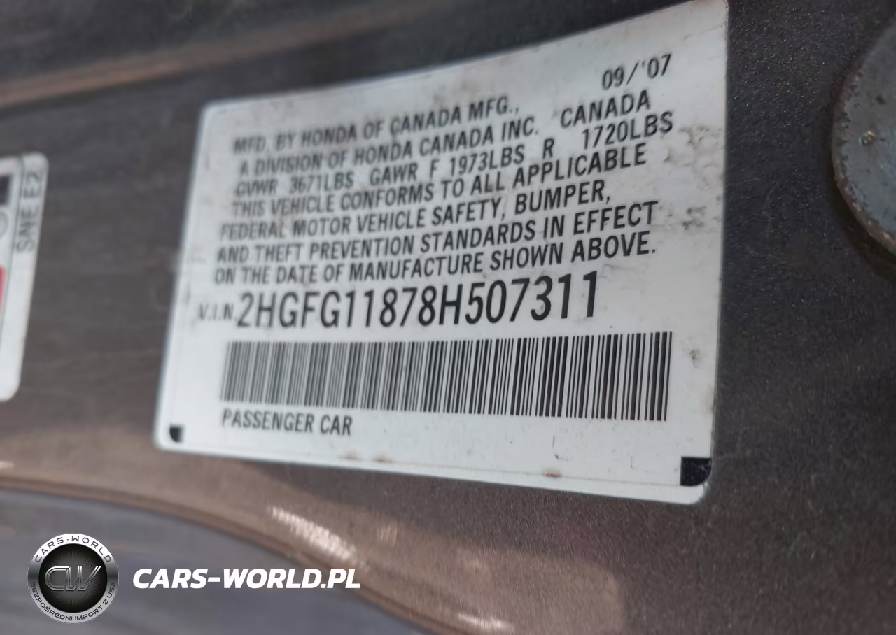 2008 Honda Civic Ex VIN:2HGFG11878H507311 - 9