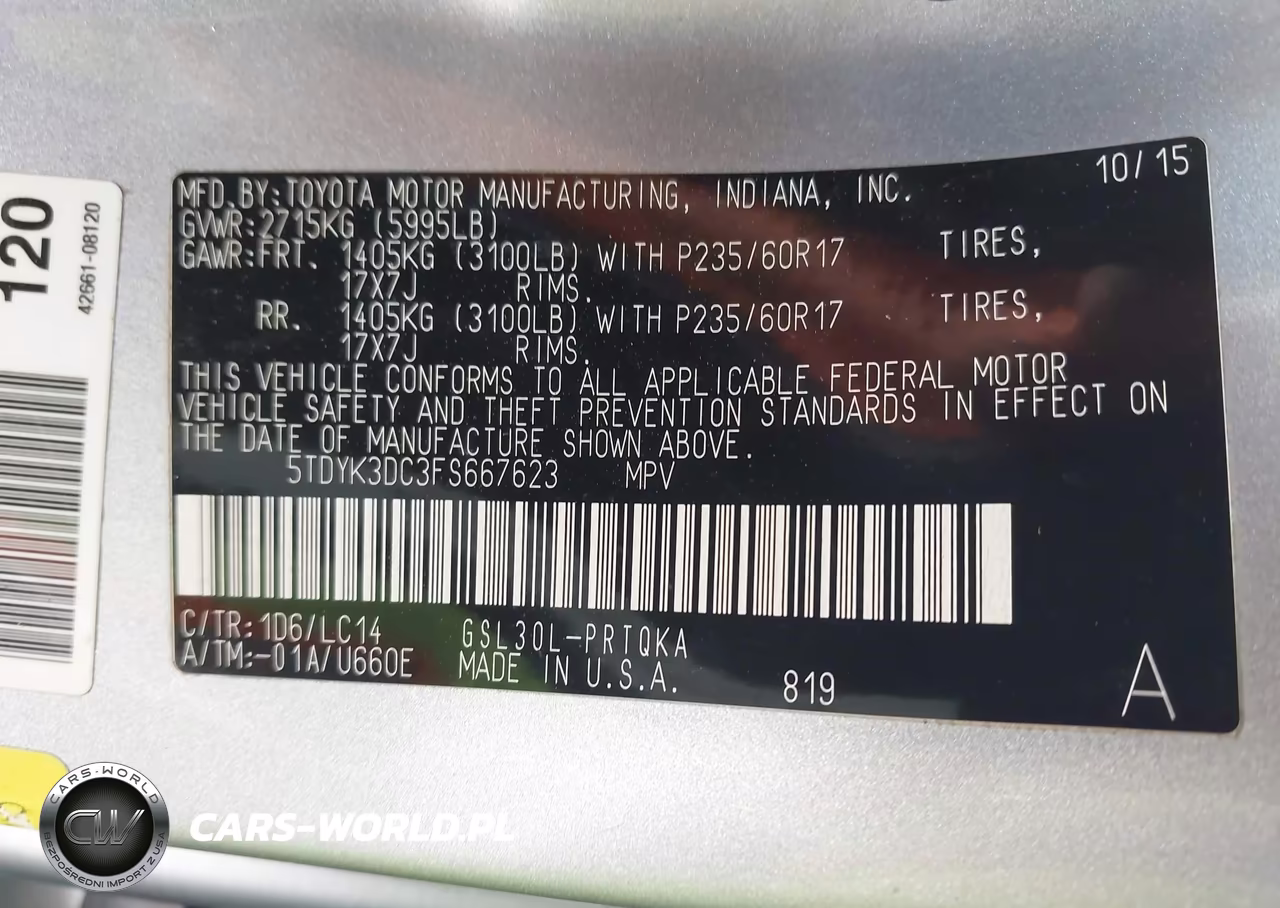 2015 Toyota Sienna Xle Premium 8 Passenger VIN:5TDYK3DC3FS667623 - 9