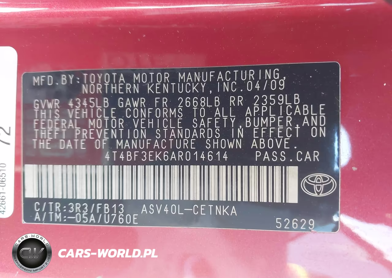 2010 Toyota Camry Le VIN:4T4BF3EK6AR014614 - 9
