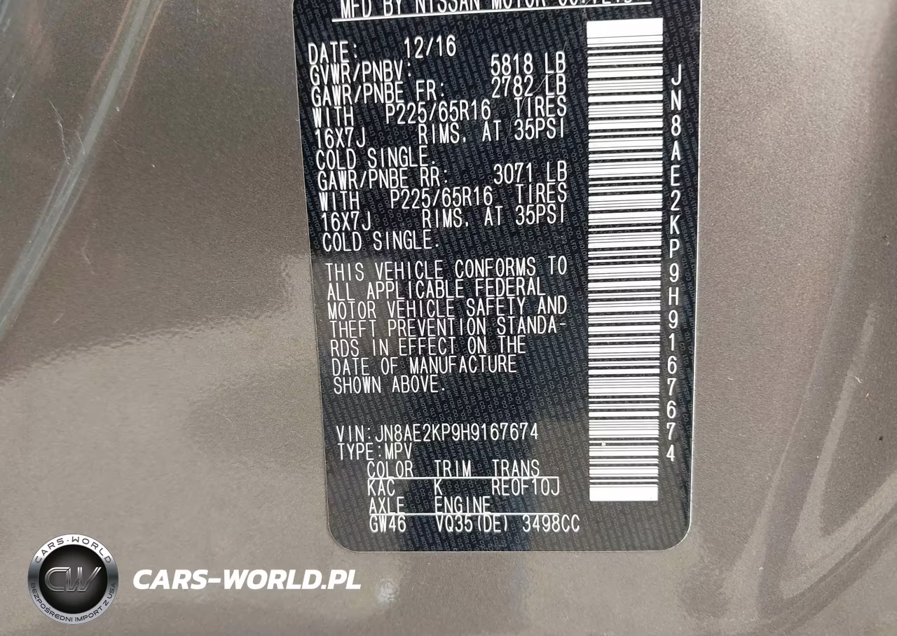 2017 Nissan Quest Sv VIN:JN8AE2KP9H9167674 - 9