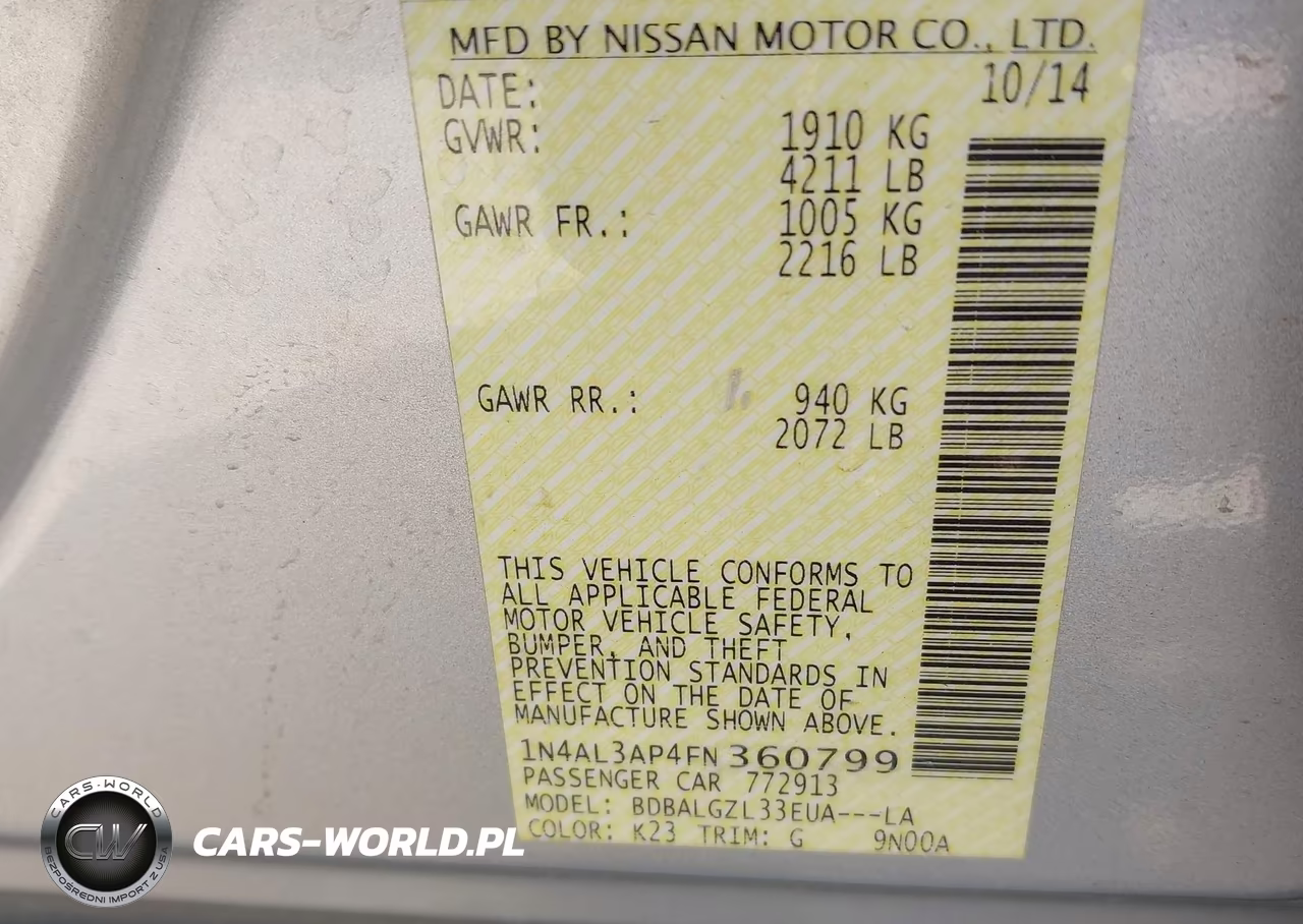 2015 Nissan Altima 2.5 S VIN:1N4AL3AP4FN360799 - 9