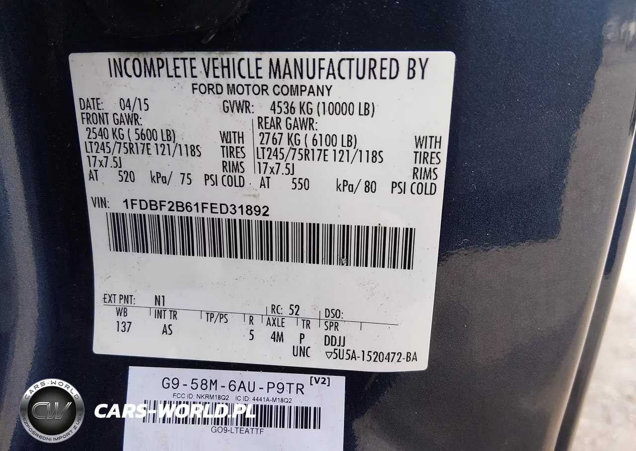 2015 Ford F-250 Xl VIN:1FDBF2B61FED31892 - 9