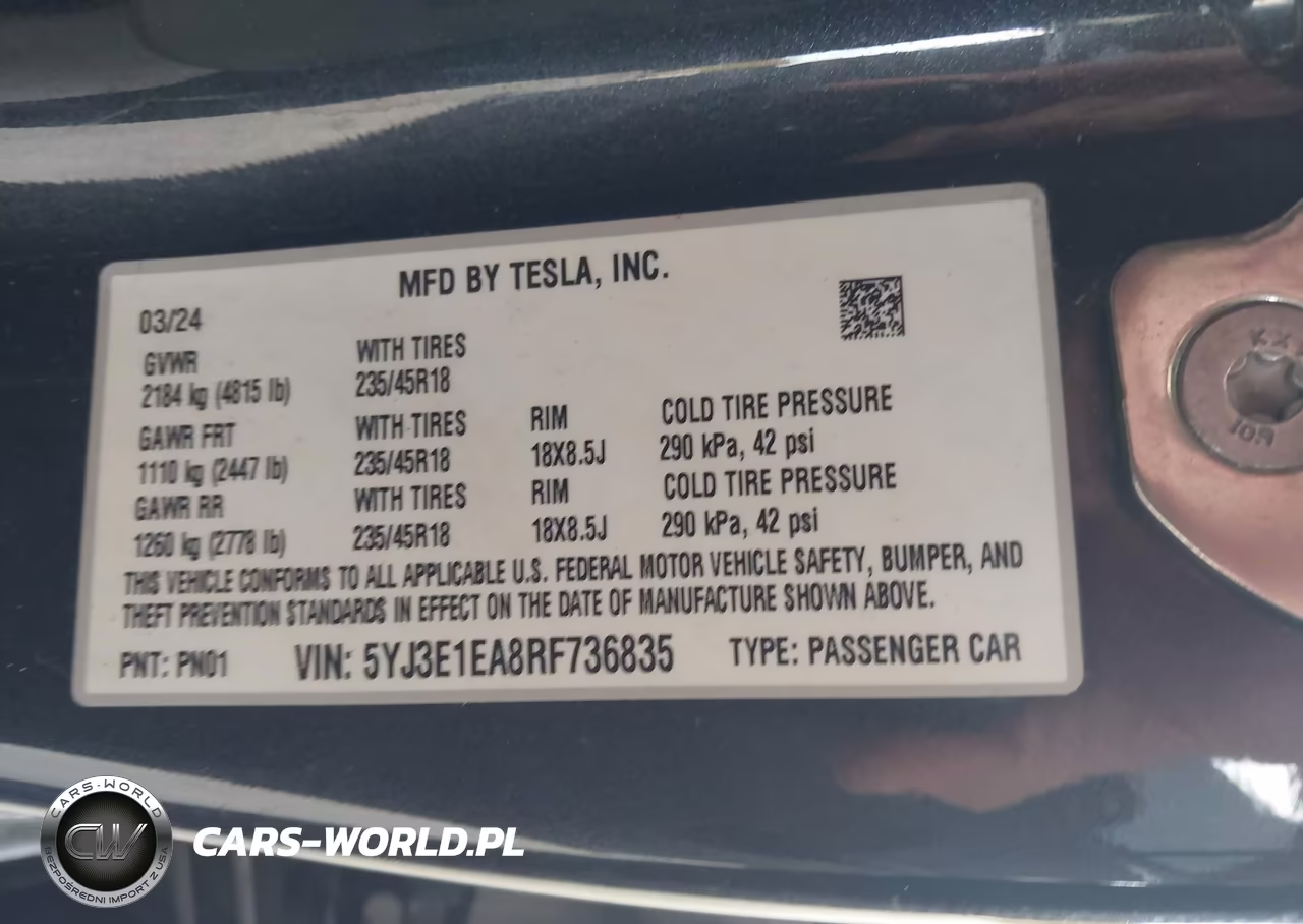 2024 Tesla Model 3 Long Range Dual Motor All-Wheel Drive-Rear-Wheel Drive VIN:5YJ3E1EA8RF736835 - 9
