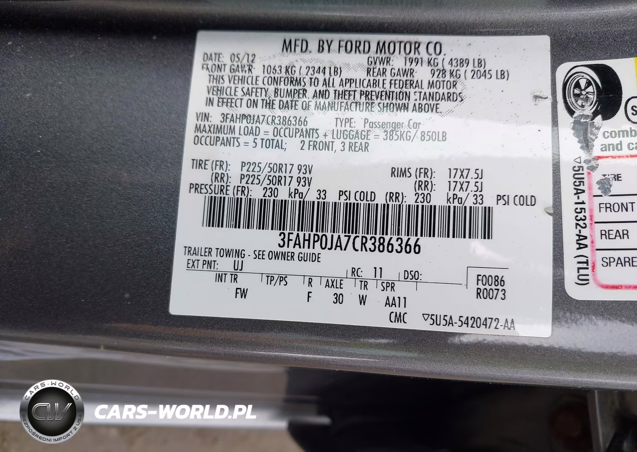 2012 Ford Fusion Sel VIN:3FAHP0JA7CR386366 - 9
