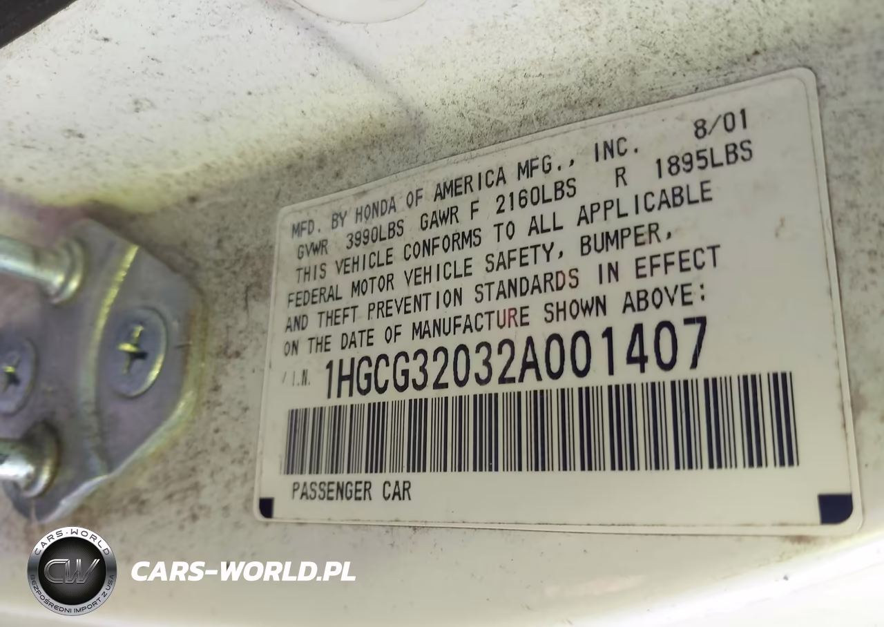 2002 Honda Accord 2.3 Se VIN:1HGCG32032A001407 - 9