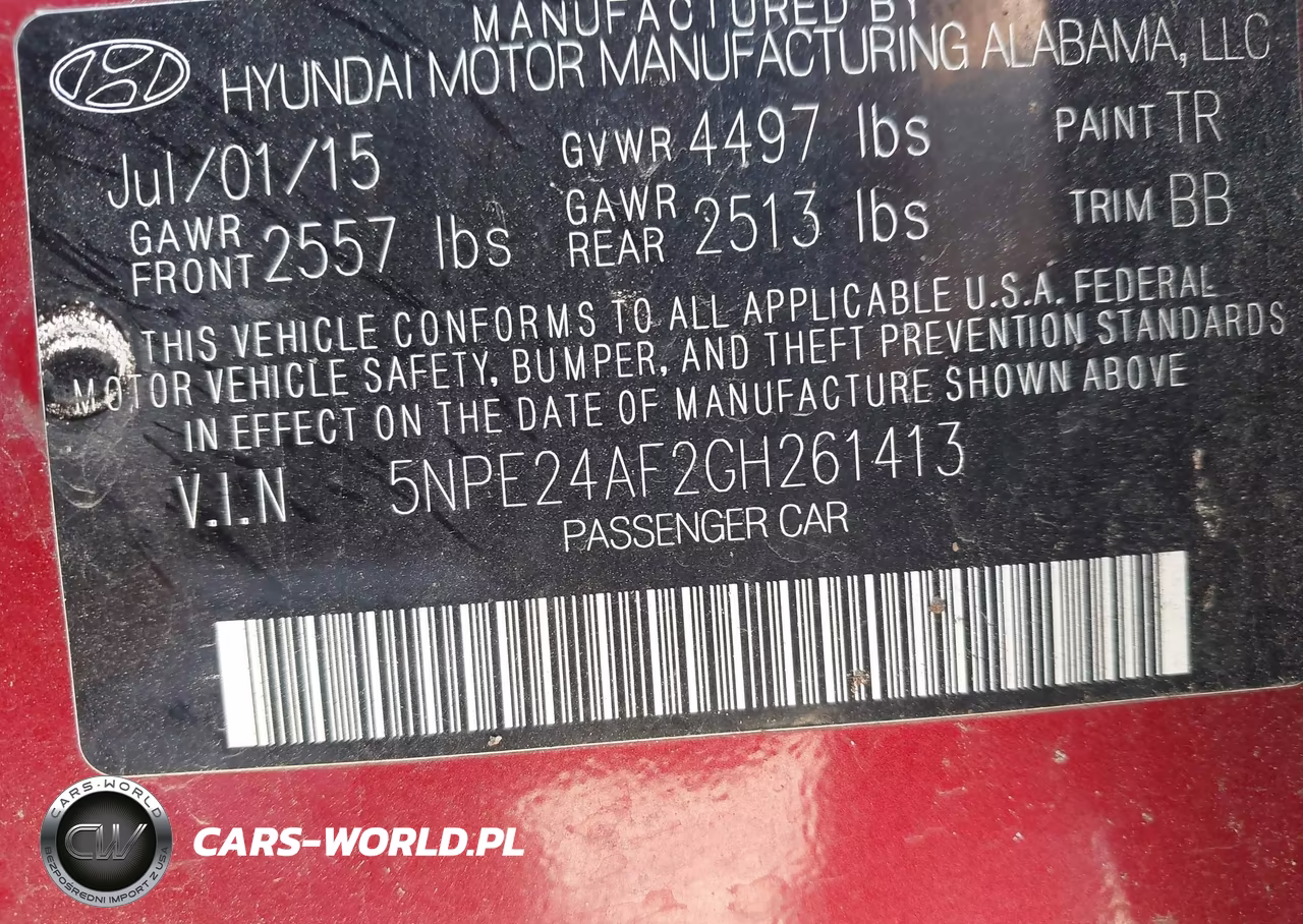 2016 Hyundai Sonata Se VIN:5NPE24AF2GH261413 - 9