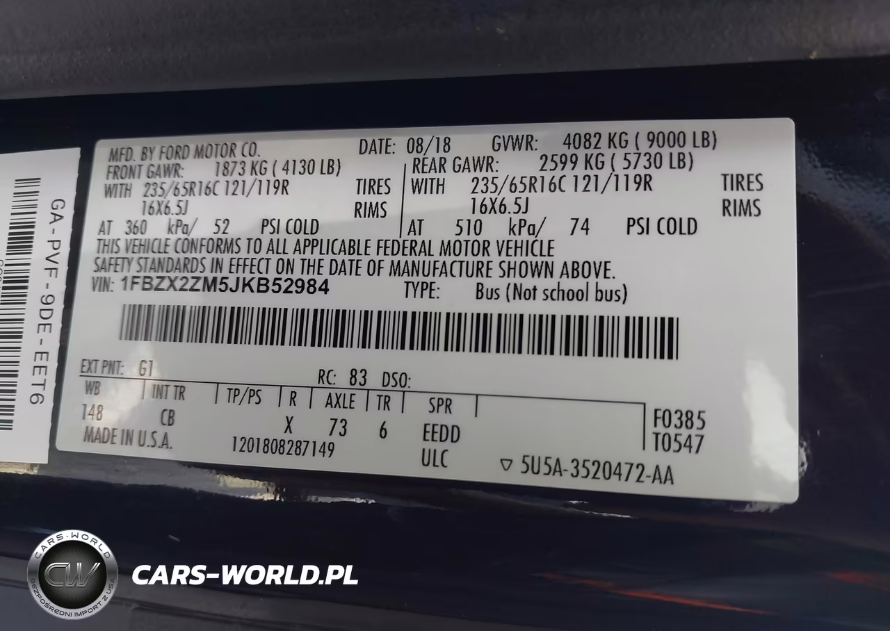 2018 Ford Transit-350 Xl VIN:1FBZX2ZM5JKB52984 - 9