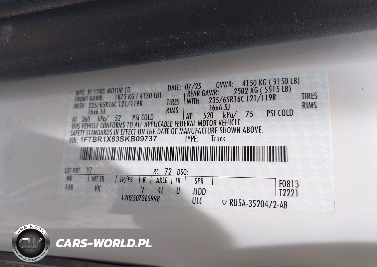 2025 Ford Transit-250 VIN:1FTBR1X83SKB09737 - 4