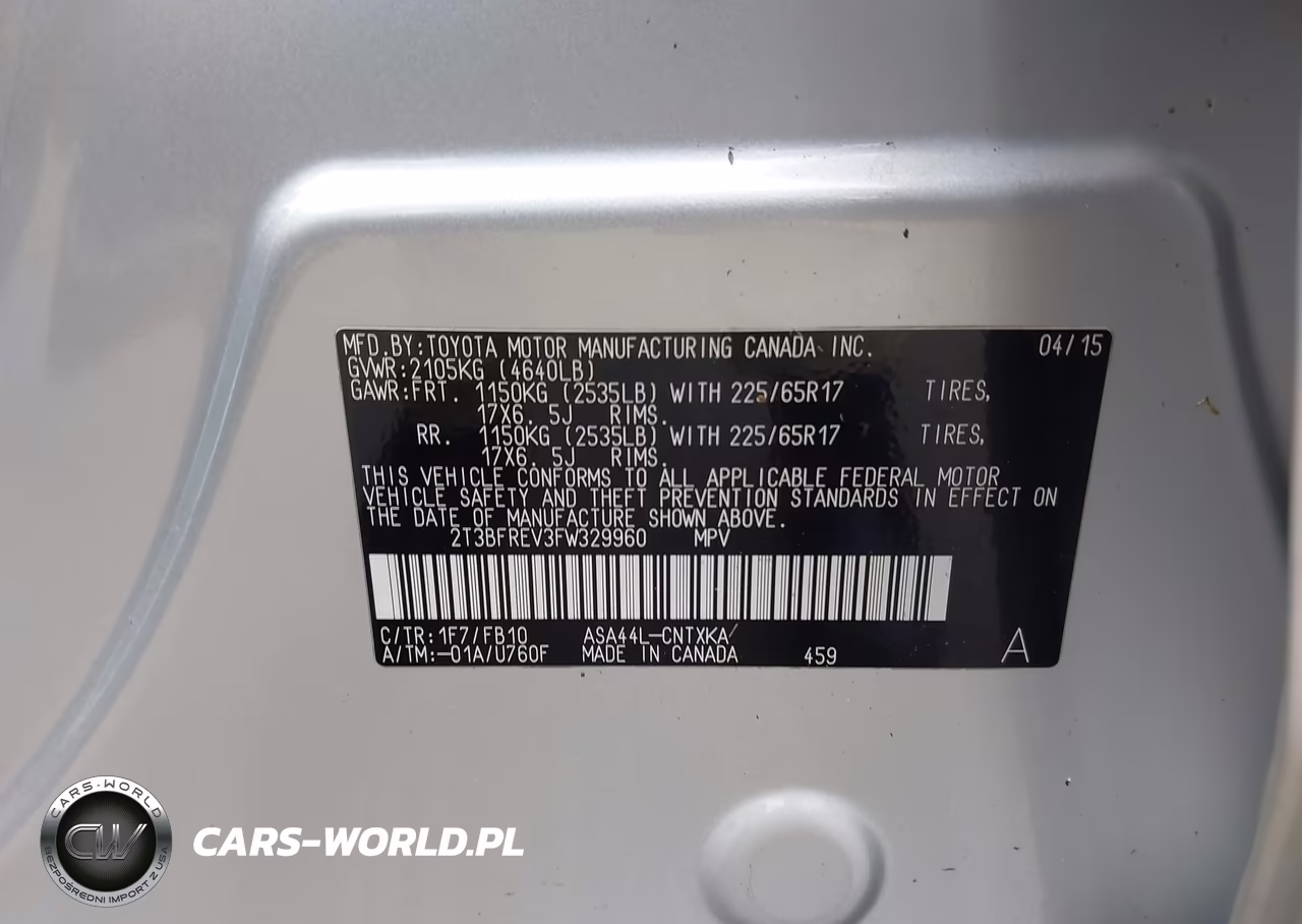 2015 Toyota Rav4 Le VIN:2T3BFREV3FW329960 - 9