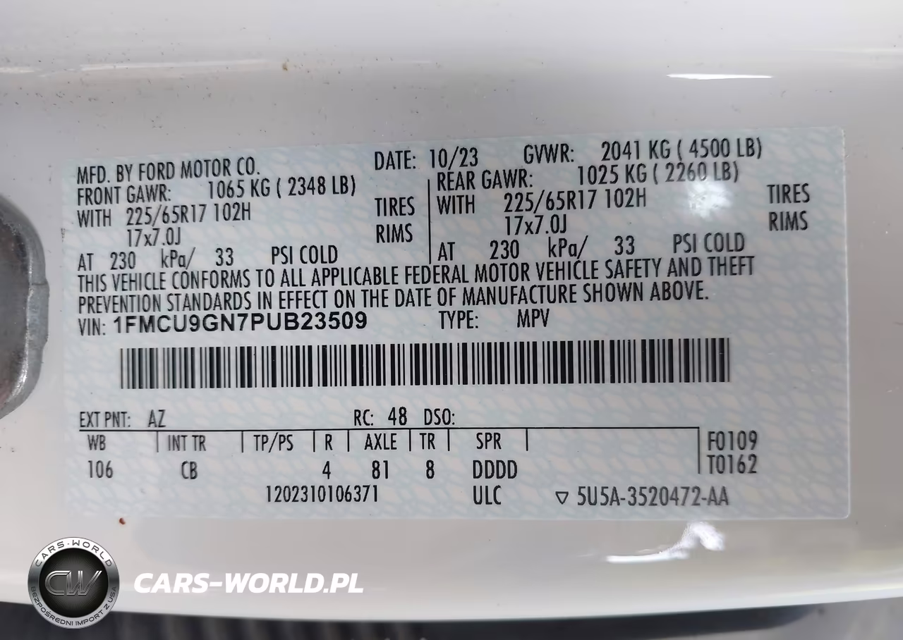 2023 Ford Escape Active VIN:1FMCU9GN7PUB23509 - 9