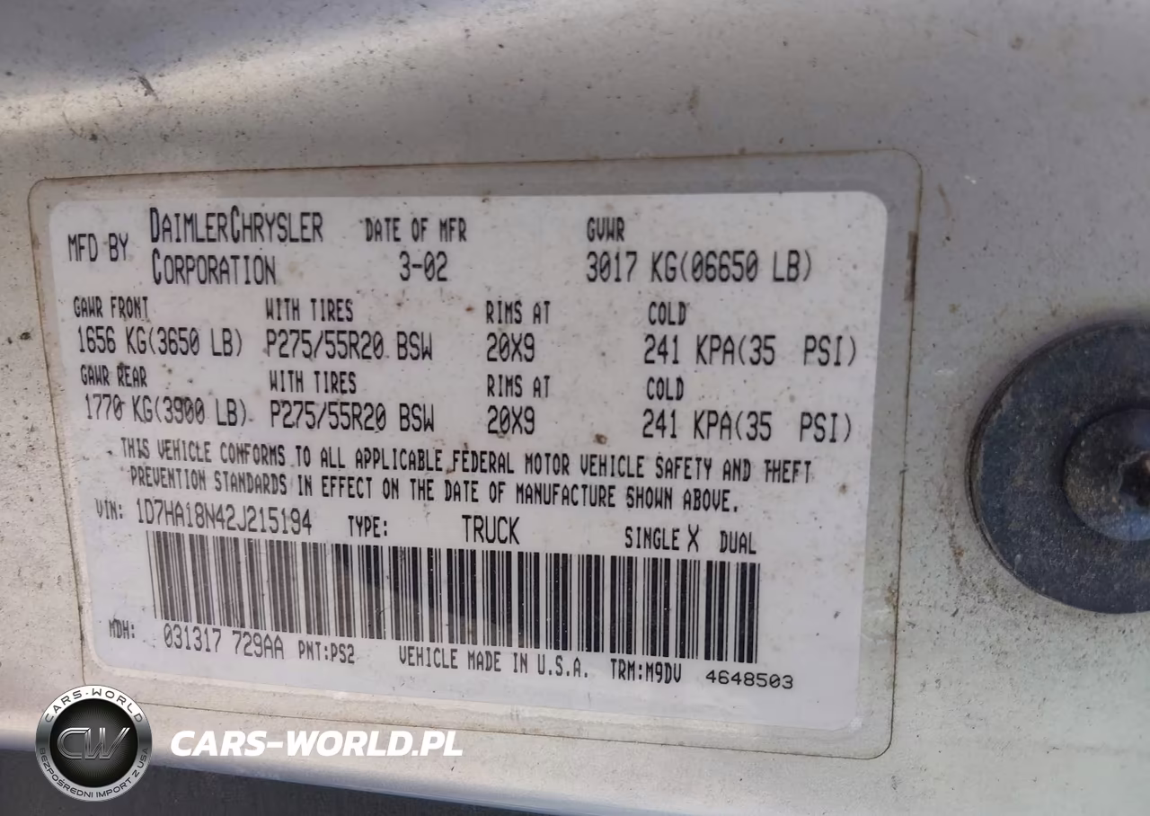 2002 Dodge Ram 1500 St VIN:1D7HA18N42J215194 - 9