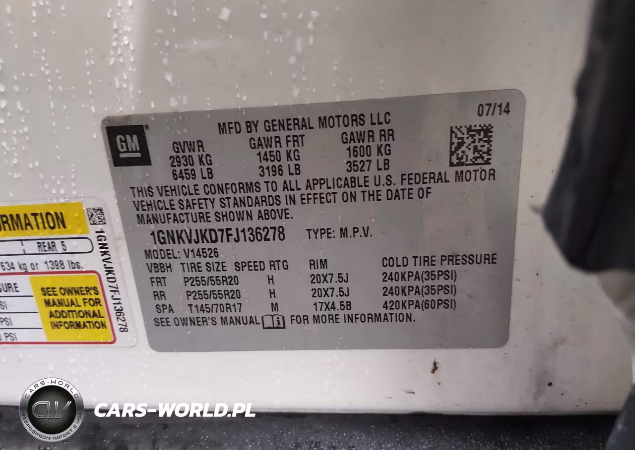 2015 Chevrolet Traverse Ltz VIN:1GNKVJKD7FJ136278 - 9