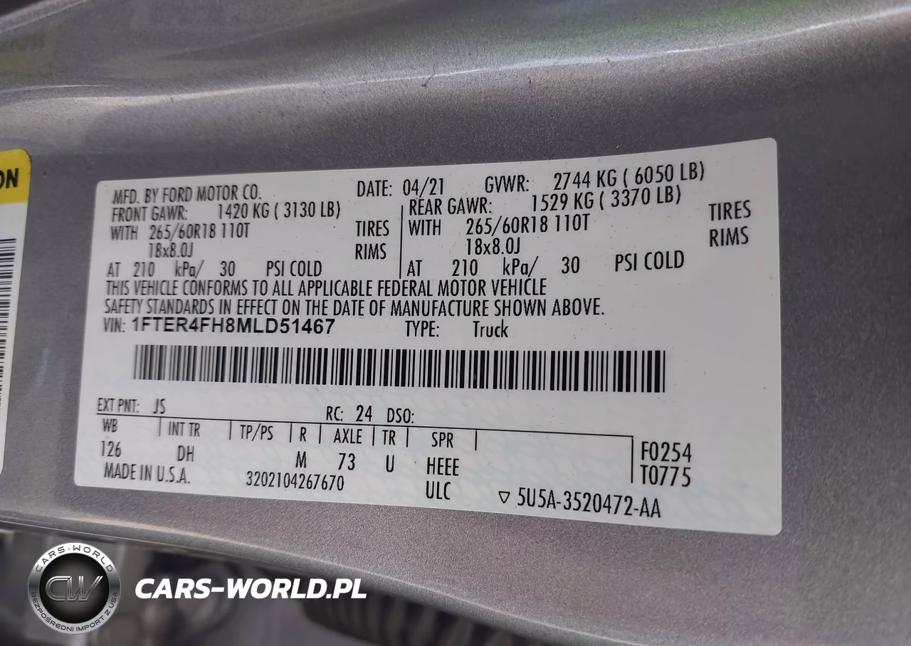 2021 Ford Ranger Lariat VIN:1FTER4FH8MLD51467 - 9