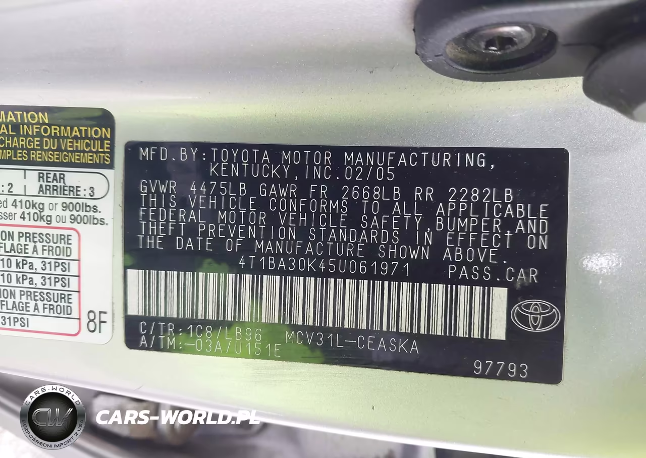 2005 Toyota Camry Se V6 VIN:4T1BA30K45U061971 - 9