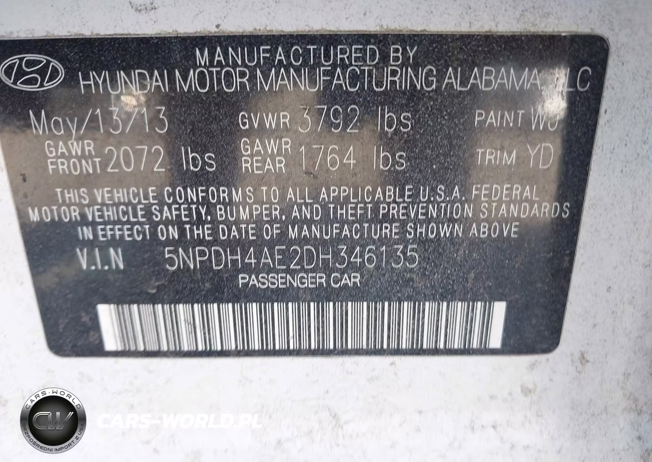 2013 Hyundai Elantra Gls VIN:5NPDH4AE2DH346135 - 9