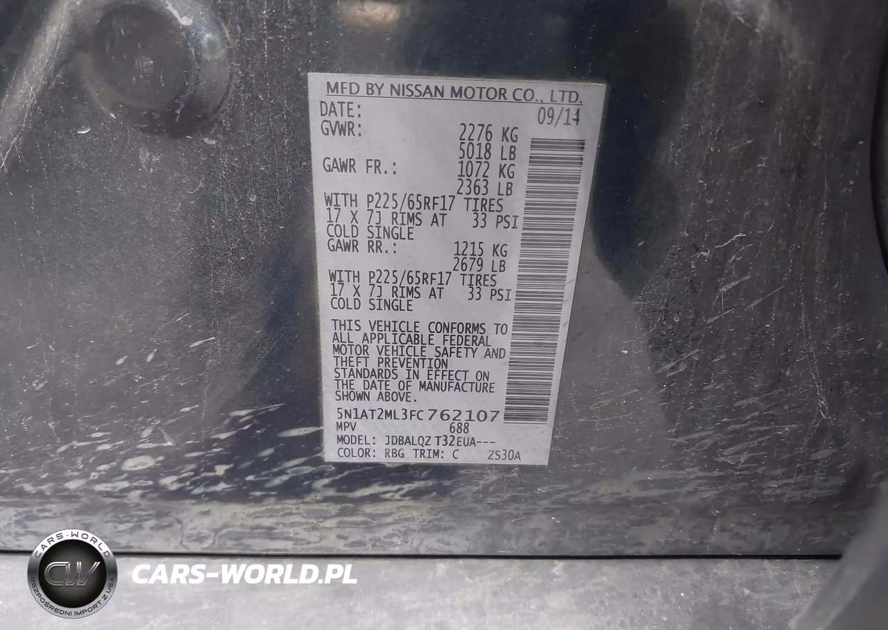 2015 Nissan Rogue Sv VIN:5N1AT2ML3FC762107 - 9