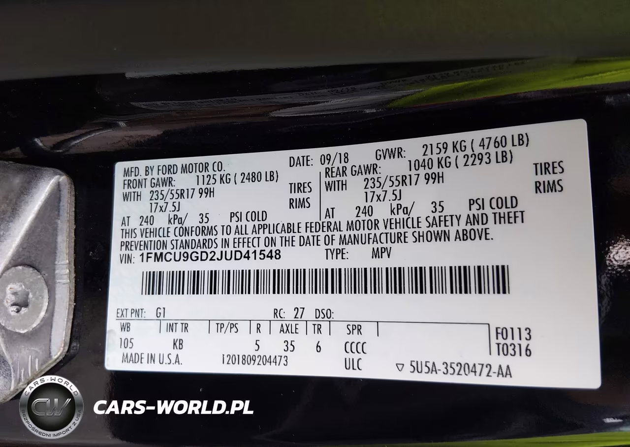 2018 Ford Escape Se VIN:1FMCU9GD2JUD41548 - 9