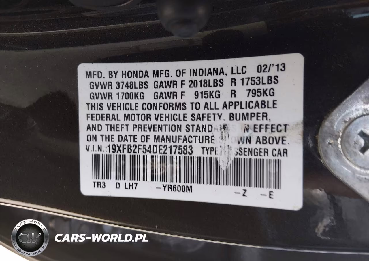 2013 Honda Civic Lx VIN:19XFB2F54DE217583 - 9
